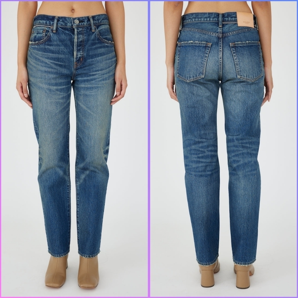 Moussy Vintage Walnut Straight Leg "Hemmed" Jeans